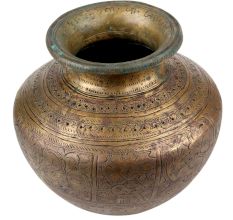 Brass Water Pot With Floral King Images Engraved Pot