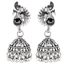 92.5 Sterling Silver Earrings Peacock Paisley Jhumkis