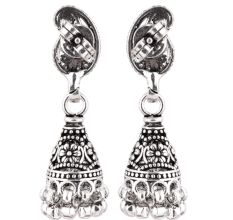 92.5 Sterling Silver Earrings  Silver Paisley Jhumka