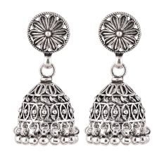 92.5 Sterling Silver Earrings Floral Stud Dangle Jhumkis