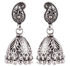 92.5 Sterling Silver Earrings Cocktail Paisley Stud  Jhumkis