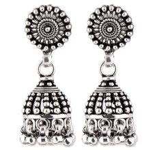 92.5 Sterling Silver Earrings Engraved Design Long Jhumkis