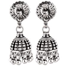 92.5 Sterling Silver Earrings Engraved Design Long Jhumkis