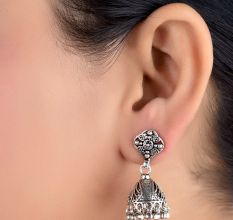 92.5 Sterling Silver Earrings Party wear Daily Wear Intricate Jhumkis