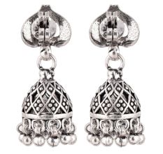 92.5 Sterling Silver Earrings Leaf Dome Shaped Traditional Jhumkis