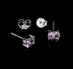 92.5 Sterling Silver Earrings Semi Precious Amethyst Gemstone Stud Earrings