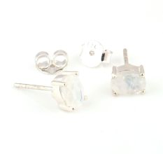 92.5 Sterling Silver Earrings Semi Precious White Moonstone Gemstone Stud Earrings