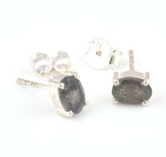 92.5 Sterling Silver Earrings Semi Precious  Cloudy Quartz Gemstone Stud Earrings