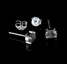92.5 Sterling Silver Earrings Semi Precious  Cloudy Quartz Gemstone Stud Earrings