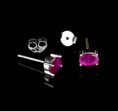 92.5 Sterling Silver Earrings Semi Precious Pink Tourmaline Gemstone Stud Earrings