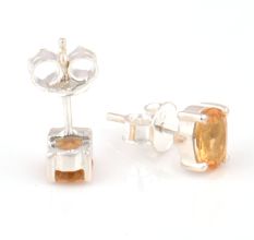92.5 Sterling Silver Earrings Imperial Topaz Semi Precious  Gemstone Stud Earrings