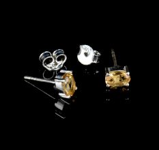 92.5 Sterling Silver Earrings Imperial Topaz Semi Precious  Gemstone Stud Earrings