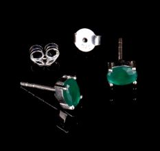 92.5 Sterling Silver Earrings Green Cubic Zirconia Semi Precious Gemstone Stud Earrings