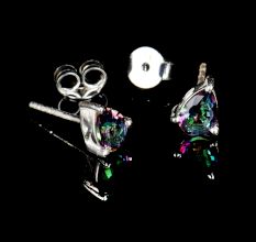 92.5 Sterling Silver Earrings Semi Precious Mystic Topaz Gemstone Stud Earrings