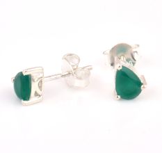 92.5 Sterling Silver Earrings Green Oval Peridot Stud Earrings