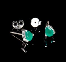 92.5 Sterling Silver Earrings Green Oval Peridot Stud Earrings