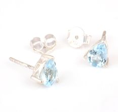 92.5 Sterling Silver Earrings Blue Jade Crystal Stud Earrings