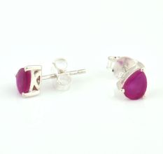 92.5 Sterling Silver Earrings  Cut Stone Pink Tourmaline Gemstone Stud Earrings