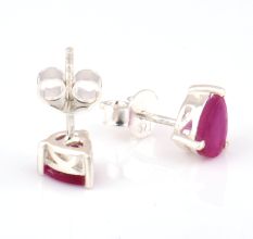 92.5 Sterling Silver Earrings  Cut Stone Pink Tourmaline Gemstone Stud Earrings