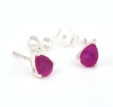 92.5 Sterling Silver Earrings  Cut Stone Pink Tourmaline Gemstone Stud Earrings