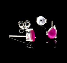 92.5 Sterling Silver Earrings  Cut Stone Pink Tourmaline Gemstone Stud Earrings