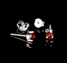 92.5 Sterling Silver Earrings Oval Garnet Gemstone Stud Earrings