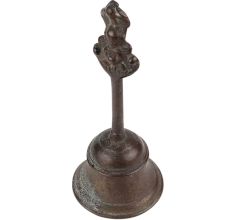 Brass Bell Hindu God Garuda Handle Temple Bell In Dark Finish
