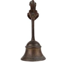 Brass Bell Hindu God Garuda Handle Temple Bell In Dark Finish