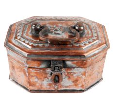 Old Hand Crafted  Eight Sided Copper Jewellery Box