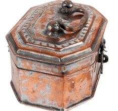 Old Hand Crafted  Eight Sided Copper Jewellery Box