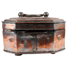 Old Hand Crafted  Eight Sided Copper Jewellery Box