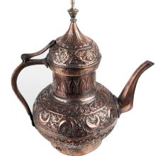 Copper Tea Pot With Fine Middle Eastern Carving