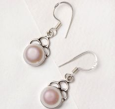 92.5 Sterling Silver Dangle Earrings With Round Clear Quartz Stone