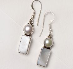 92.5 sterling Silver Earrings Round Rectangle Moonstone Drop Dangle Earring