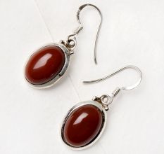 92.5 Sterling Silver Earrings Red Everyday Cabochon Carnelian Celtic Earrings