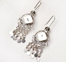 92.5 Sterling Silver Tiny Pink Tourmaline Chandelier Dangler Earrings