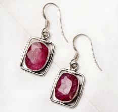 92.5 Sterling silver Earrings Oval Pink Tourmaline Set in Delicate Silver Frame Designer Earrings