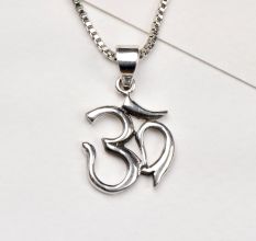 92.5 Sterling Silver Pendant OM Symbol Pendant Necklace