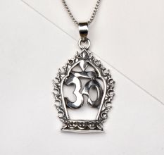 92.5 Sterling Silver Om Pendant In Prabhavali Frame for Men and Women