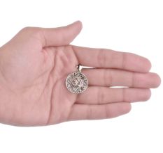 92.5 Sterling Silver Om Design  Floral Jali work Filigree Pendant
