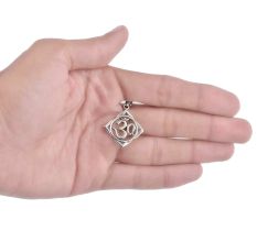 92.5 Sterling Silver Square Frame Om Pendant