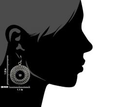 92.5 Sterling Silver Earrings Round Engraved Oxidized Dangler Earrings