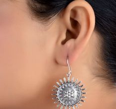 92.5 Sterling Silver Earrings Women Dangle Earrings Sun Flower