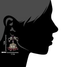 92.5 Sterling Silver Earrings Twin Peacock Oxidized Pink Tourmaline Jhumki Earrings