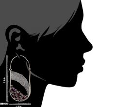 92.5 Sterling Silver Earrings Boho pink Tourmaline Semi precious Stones and Floral band