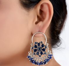 Sterling 92.5 Silver Beautiful Dangling Earrings with Tanzanite Beads