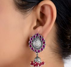 92.5 Sterling Silver Earrings Pink Tourmaline Floral Drop Earrings