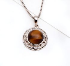 92.5 Sterling Silver Pendant Tiger eye Traditional Pendant
