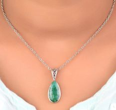 92.5 Sterling Silver Pendent Green Malachite With Traditional Border Design