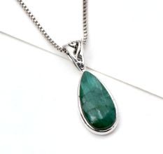 92.5 Sterling Silver Pendent Green Malachite With Traditional Border Design